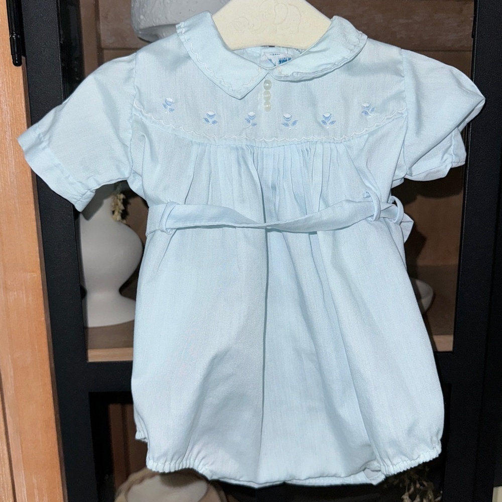 Vintage Feltman Brothers bubble romper newborn baby boy heirloom embroidered